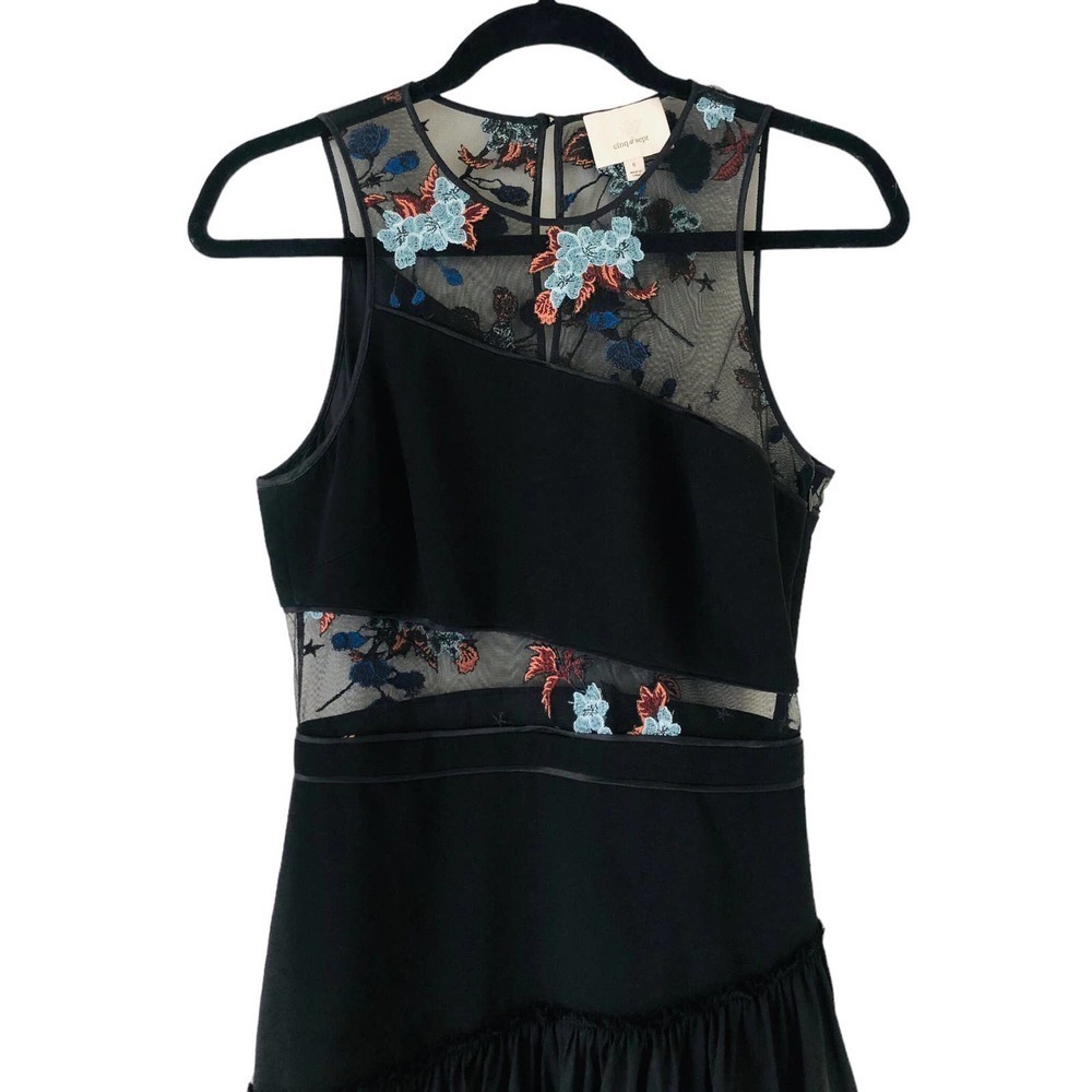 5 a 7 Cinq a Sept Aquarius Designer Embroidered Mesh Ruffle Hem Dress $450 Sz 6 - Picture 7 of 16